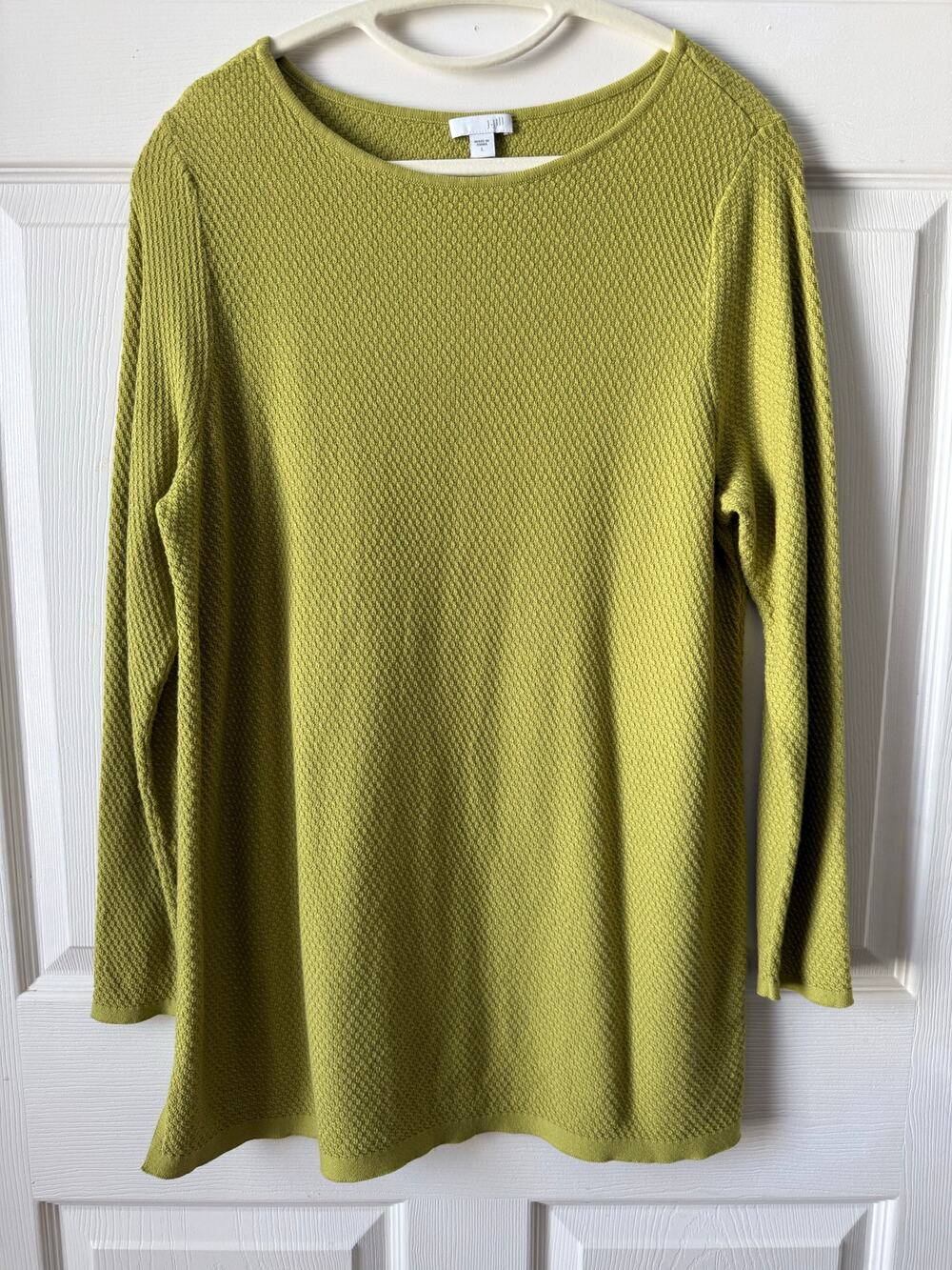 J. Jill Chartreuse Textured Lightweight Tunic Sweater Womens Size L Coastal